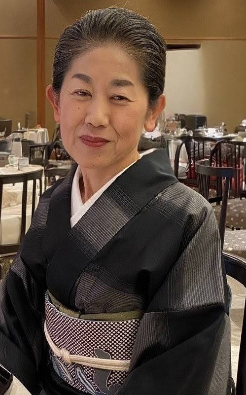 a photograph of Etsuko Kawamura seated and wearing a kimono